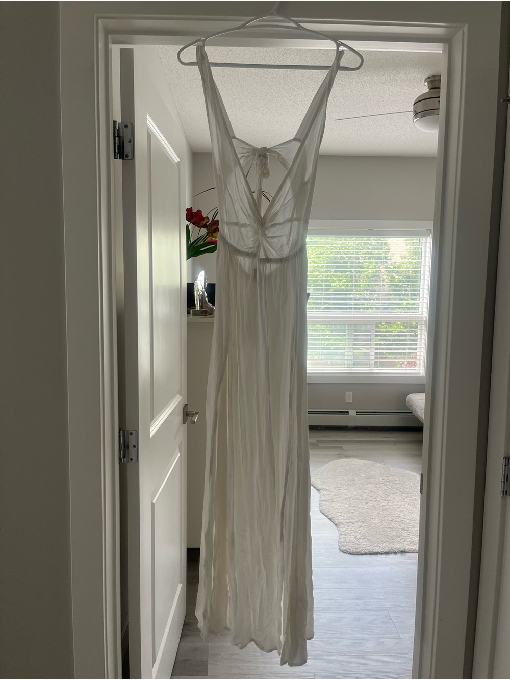 ASOS Cream Plunge-Back Maxi Dress